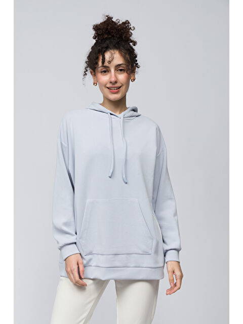 Dexia Bilbao   Çift Biyeli Oversize Kapüşonlu ve Cep Detaylı Modal Sweatshirt   Lila Renk - S000352876-17878