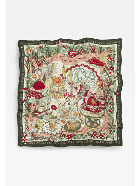 Fresh Scarfs A CINDIRELLA'S DREAM DESEN FLOŞ VİSKON EŞARP FOREST - S000506265-23173