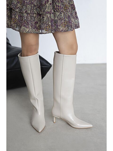 Straswans Belinda Kadın Pino Ökçe Deri Çizme Bej - S000512878-19928