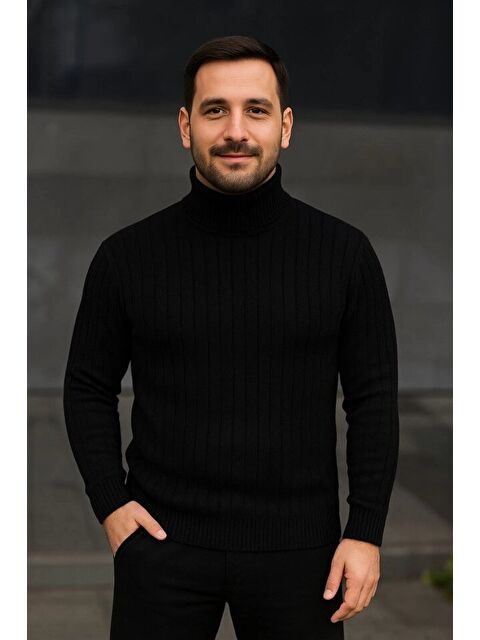 Jane's Erkek Balıkcı Yaka Bağazlı Triko Kazak