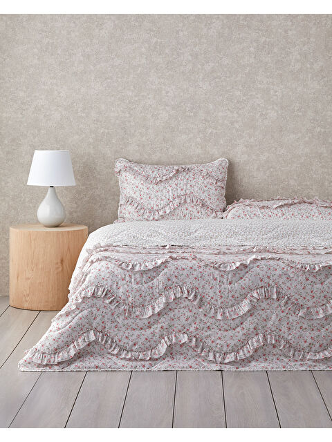 English Home Floral Euphoria Fırfırlı Tek Kişilik Yatak Örtüsü Takımı 160x220 cm Pembe - S000356139-20024