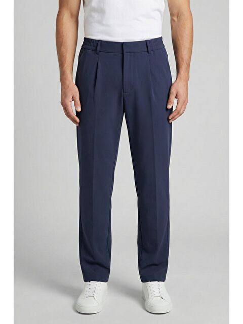 Sabri Özel Giotelli Lacivert Dokuma Kumaş Normal Bel Standart Boy Erkek Pantolon - S000525635-21164