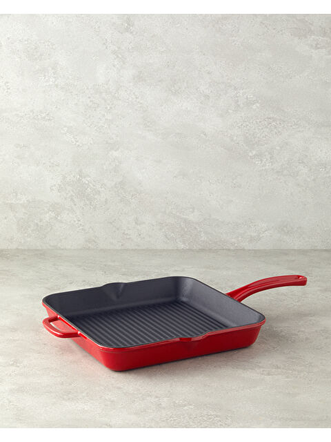Hecha Demir Döküm Kare Grill Tava 30 cm Kırmızı - S000485588-20045