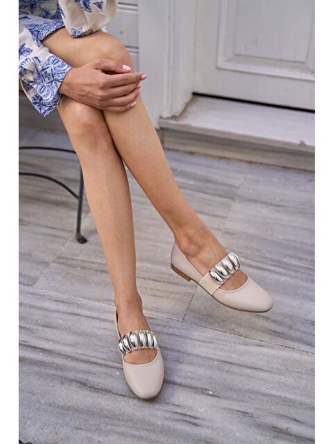 MADAMRA Aksesuarlı Babet Bej - S000210553-19928