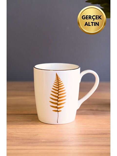 TABAK EVİ Porselen Natura Fern Kulplu Mug Kupa 9cm 220ml Tekli - S000485590-23173