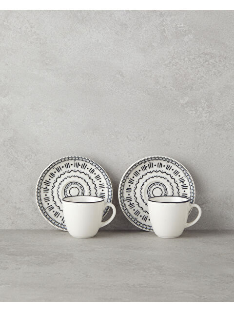 English Home Deco Bone Porselen 4 Parça 2 Kişilik Kahve Fincan Takımı 90 ml Siyah - S000335303-19351
