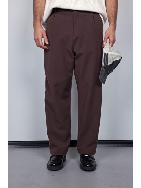 Abluka Online Erkek Baggy Fit Kumaş Pantolon Kahve - S000491205-19413