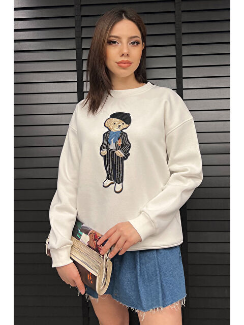 Gülseli Kadın Bisiklet Yaka Aplikeli Sweatshirt (aplike Ayılar Farklı Gelebilir) - S000332240-20063