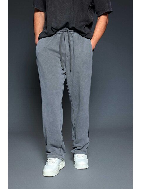 Abluka Online Erkek Baggy Fit Yıkamalı Jogger Pantolon Füme - S000491209-33408