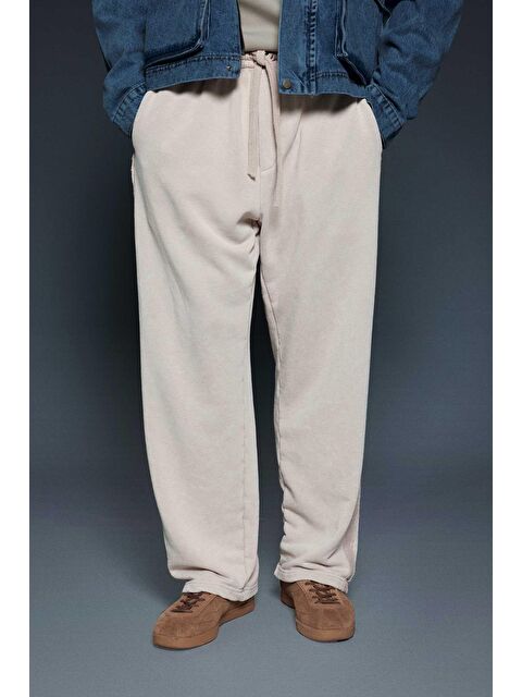 Abluka Online Erkek Baggy Fit Yıkamalı Jogger Pantolon Taş - S000491209-25636