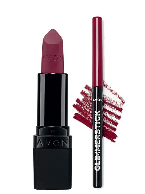 AVON Ultra Mat Ruj Berry Blast ve Glimmerstick Dudak Kalemi Chery Jubilee Paketi - S000188532-10231