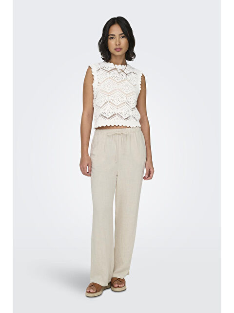 Only Onlsiesta Belden Bağlamalı Cepli Keten Karışımlı Kadın Pantolon 15322263 - S000289696-19927