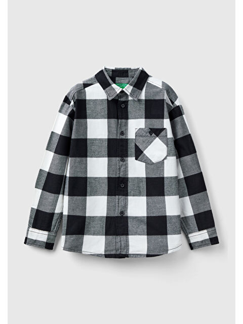 United Colors Of Benetton Erkek Çocuk Siyah Beyaz Damalı Oduncu Gömlek - S000297993-37246