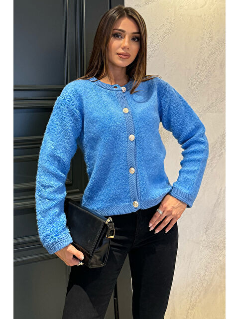 Gülseli Düğmeli Kadın Triko Ceket - S000289701-17234