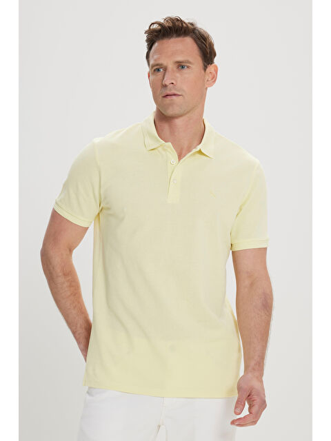 AC&Co / Altınyıldız Classics Erkek Sarı Slim Fit Dar Kesim Polo Yaka %100 Pamuk Kısa Kollu Tişört - S000505770-20072