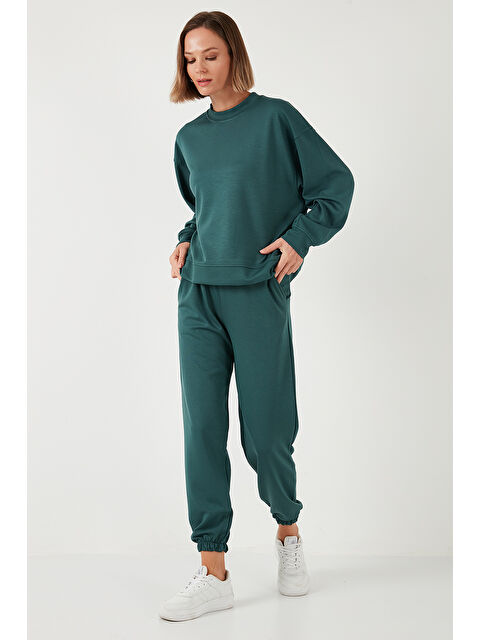 Lela Streş Bisiklet Yaka Oversize Fit Kumaş Kadın Sweatshirt 5865879 - S000260073-18194