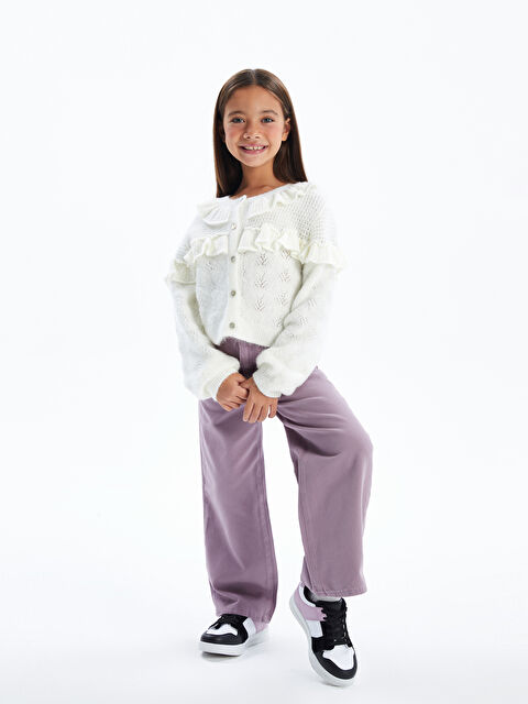 Dexia Romantic   Bisiklet Yaka Önünde Fırfır Detaylı Triko Hırka   Ekru Renk - S000317398-19965