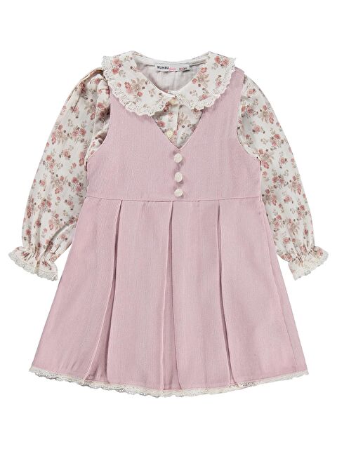 Kumru Civil Girls Çiçek Gömlekli 2 Li 2-5 Yaş Elbise - Pembe 4-5 Yaş - S000526308-20024