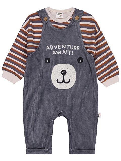 Civil Baby Adventure Awaıts Nakışlı Badili 6-18 Ay Salopet - Gri 12-18 Ay - S000487947-29351