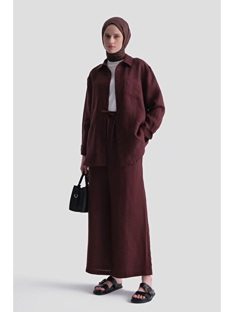 ARMİNE Keten Oversize Tunik Bordo