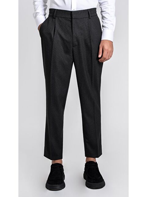 Sabri Özel Giotelli Siyah Dokuma Kumaş Erkek Klasik Pantolon - S000525641-19351