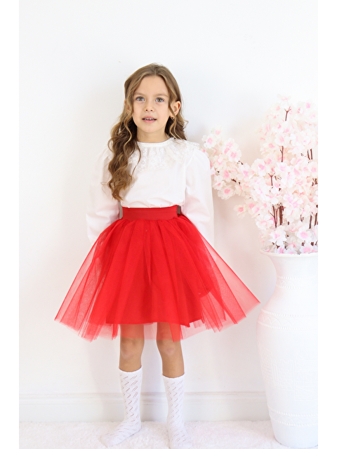 Parla Kids Kız Çocuk Kırmızı Tüllü Tütü Etek 23 Nisan 29 Ekim 10 Kasım Gösteri Kıyafeti Kostüm - S000465250-20045