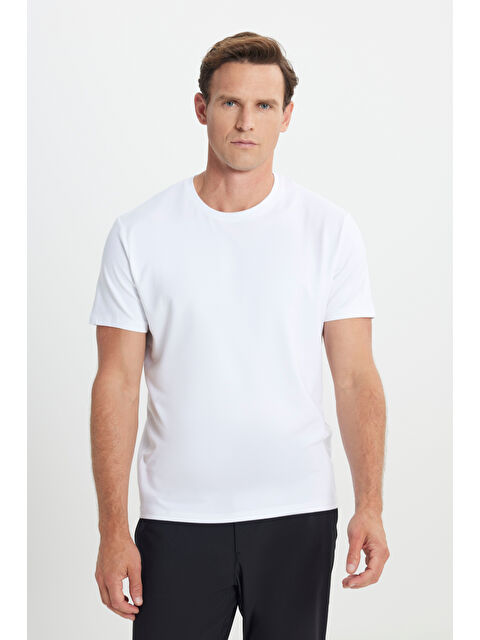 AC&Co / Altınyıldız Classics Erkek Beyaz Standart Fit Normal Kesim Bisiklet Yaka Pamuklu Tişört - S000505773-20063