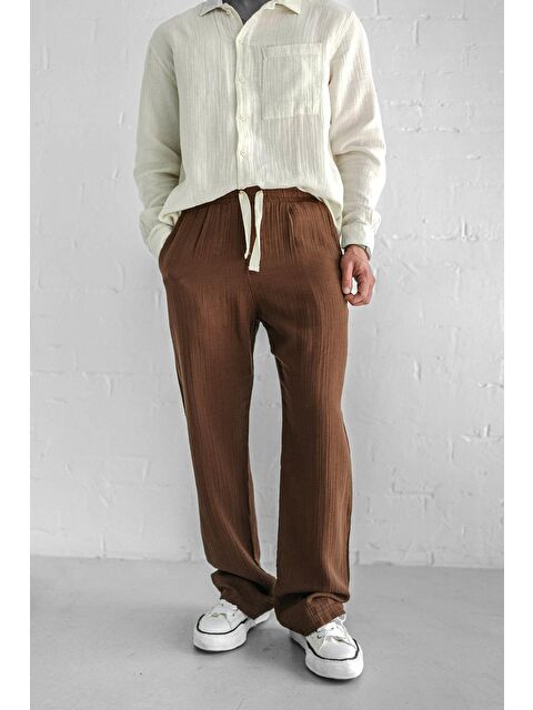 Abluka Online Rahat Kesim Baggy Fit Erkek %100 Pamuk Pantolon Kahve - S000378090-19413