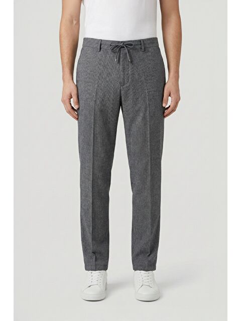 Sabri Özel Giotelli Erkek Comfort Kalıp Gri Armürlü Klasik Kumaş Normal Bel Pantolon - S000525644-20600