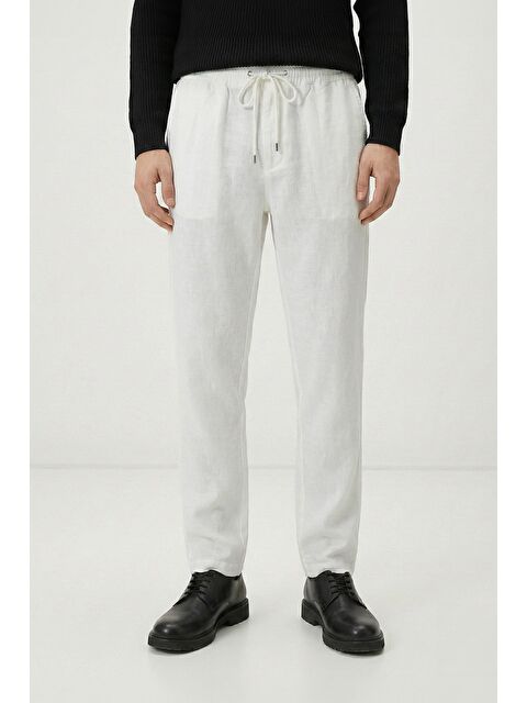 Sabri Özel Giotelli Beyaz Dokuma Kumaş Normal Bel Standart Boy Erkek Pantolon - S000525645-20063