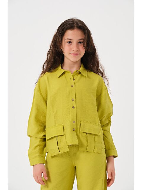 JAZZİEE Genç Kız Çocuk Cepli Uzun Kollu Gömlek - S000315657-18194