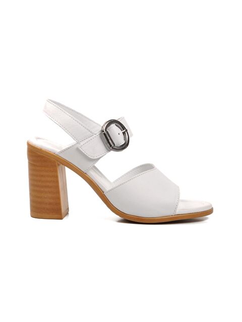 Voyager Beyaz Hakiki Deri Kadın Topuklu Sandalet 9750 - S000150546-20063