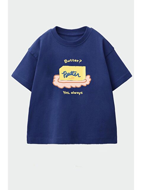 Monila Unisex Çocuk Pamuklu Bisiklet Yaka Baskılı T-Shirt - S000514714-19965