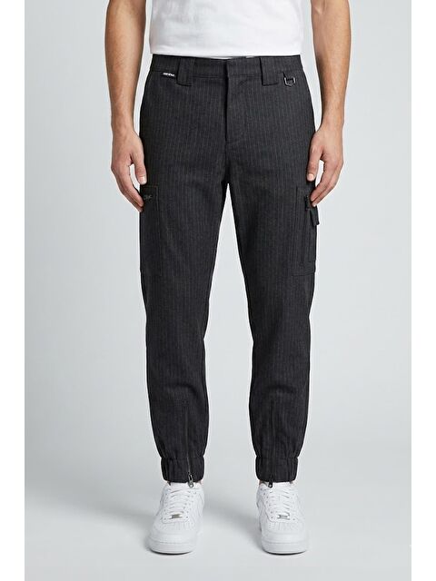 Sabri Özel Giotelli Antrasit Regular Fit Çizgili Kargo Erkek Pantolon - S000525647-29666