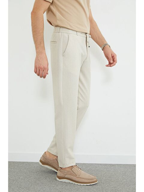 Fullamoda Çizgili Duble Paça Beli Bağlamalı Pantolon