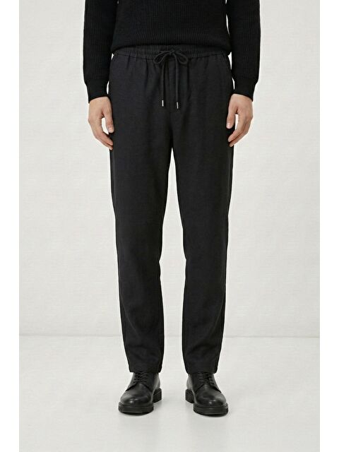 Sabri Özel Giotelli Siyah Dokuma Kumaş Normal Bel Standart Boy Erkek Pantolon - S000525648-19351
