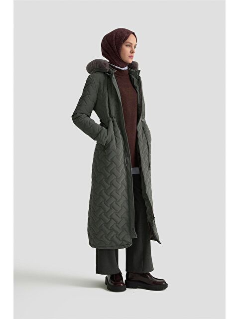 ARMİNE Kürklü Kapitone Kaban 25Kd2501 Gri - S000481350-20600