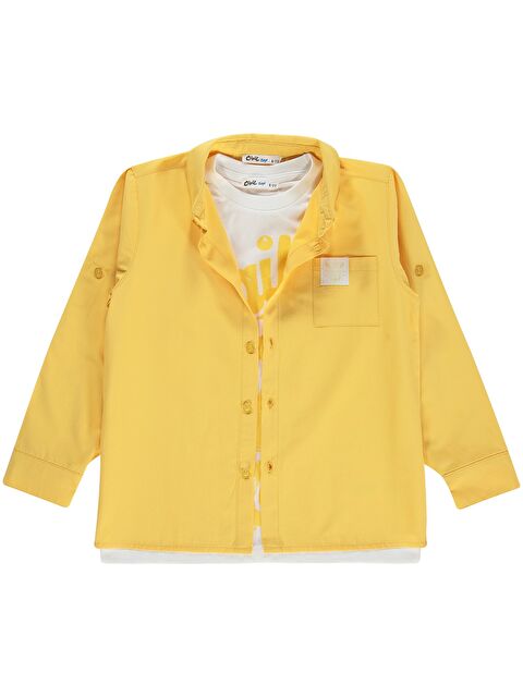 Civil Boys Sailin Baskılı Tişörtlü 6-9 Yaş Gömlek - Hardal 8-9 Yaş - S000526719-20074