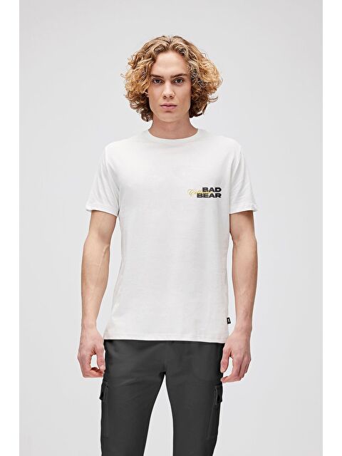 Bad Bear Collective Beyaz Erkek Baskılı Tişört
