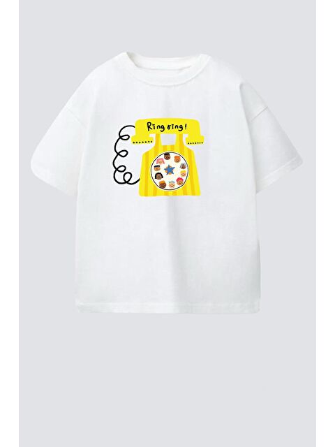 Monila Unisex Çocuk Pamuklu Bisiklet Yaka Baskılı T-Shirt - S000514686-19965