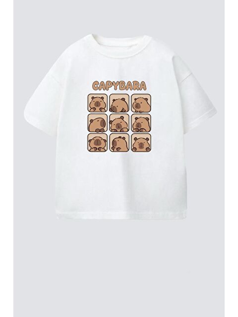 Monila Unisex Çocuk Pamuklu Bisiklet Yaka Baskılı T-Shirt - S000514681-19965