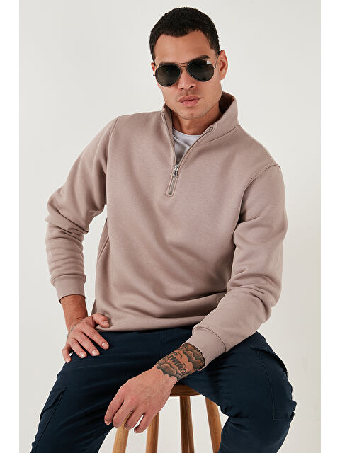 Buratti Pamuklu Regular Fit Yarım Fermuarlı Dik Yaka Erkek Sweat 59052592 - S000297111-20028