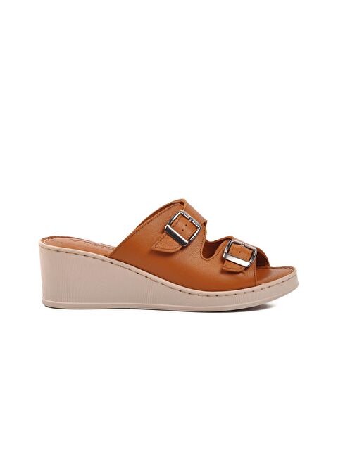 Voyager Taba Hakiki Deri Kadın Dogu Topuk Terlik 9205 - S000210568-37454