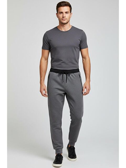 Sabri Özel Giotelli Antrasit Regular Fit Fermuar Cepli Jogger Erkek Eşofman Altı - S000525656-29666