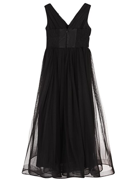 Civil Girls Beli Taşlı Tüylü 6-14 Yaş Abiye - Siyah 8-9 Yaş - S000526631-19351