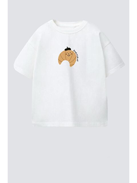 Monila Unisex Çocuk Pamuklu Bisiklet Yaka Baskılı T-Shirt - S000514689-19965