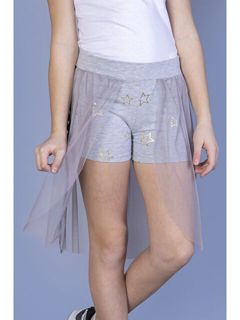 Toontoykids Kız Çocuk Yıldız Baskılı Dantelli Şort - S000387291-20020