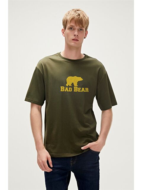 Bad Bear Muscle Haki Erkek Baskılı Tişört