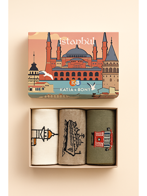 Katia And Bony Özel İstanbul Koleksiyonu Kutulu 3'Lü Şehir Serisi Unisex Çorap Seti - S000481358-23173