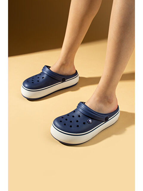 Pembe Potin Beyaz Şeritli Yüksek Taban Comfort Eva Kadın Sandalet 011-812-25 - S000384039-21164